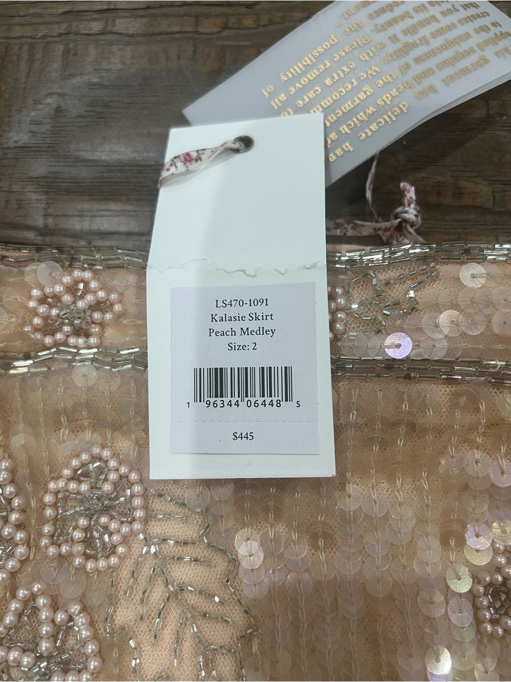 LoveShackFancy Blush Sequin & Beaded Floral Mini Skirt - Picture 3 of 3